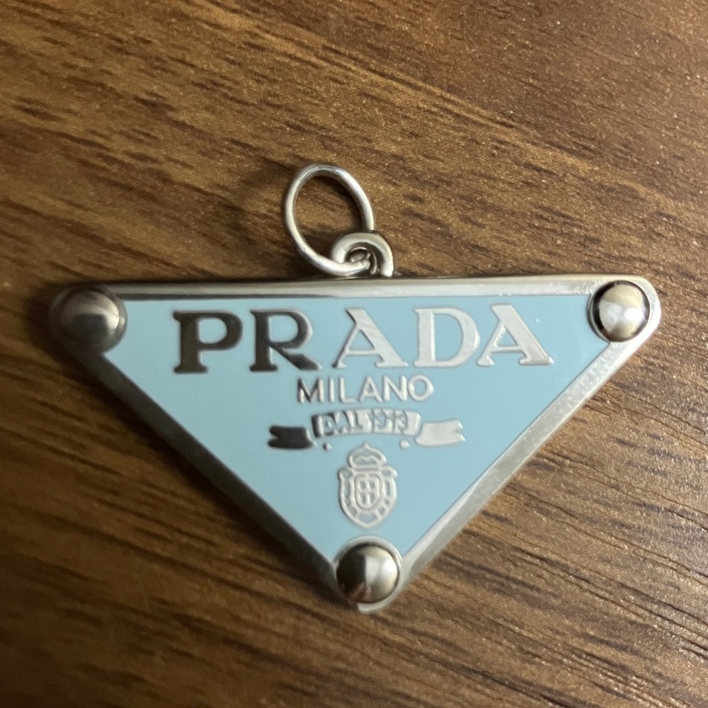 Prada Silver Triangle Pendant Necklace